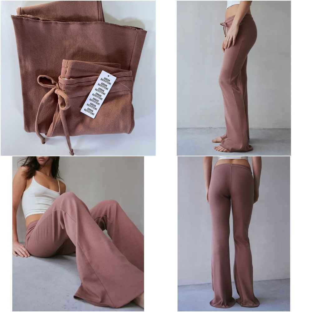 Urban Outfitters Low Rise Flare Wide Leg Lounge Yoga Active Pant L Sleek Fitted - Picture 2 of 13